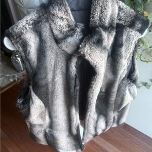 Luxurious Faux Fur Vest - Black and Gray